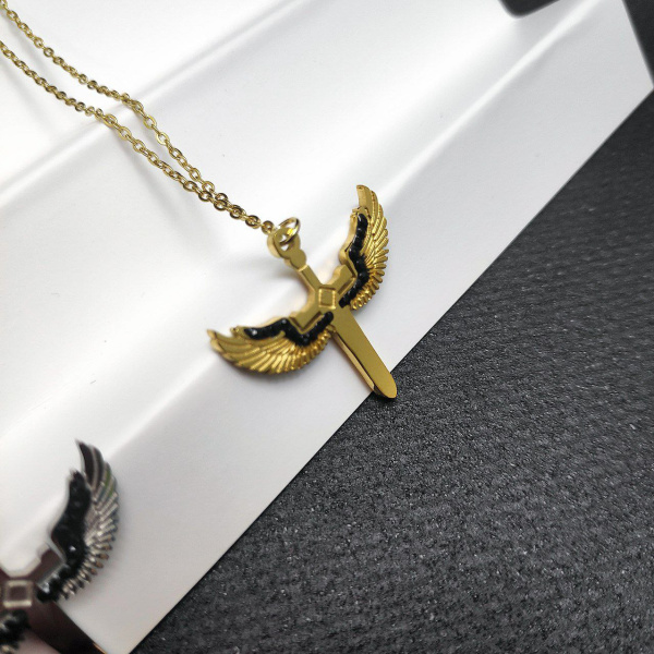 Подвеска "Крылья ангела с мечом" / Кулон на цепочке / Украшение женское на шею